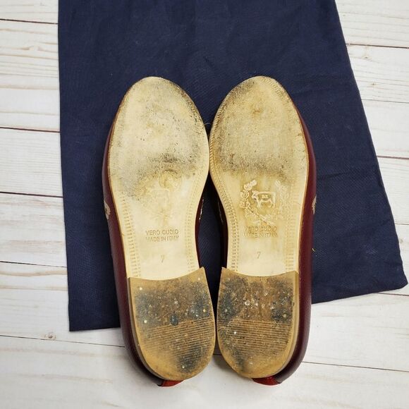 DEL TORO loafers fruit embroidered burgundy leather shoes 7 - Picture 5 of 10